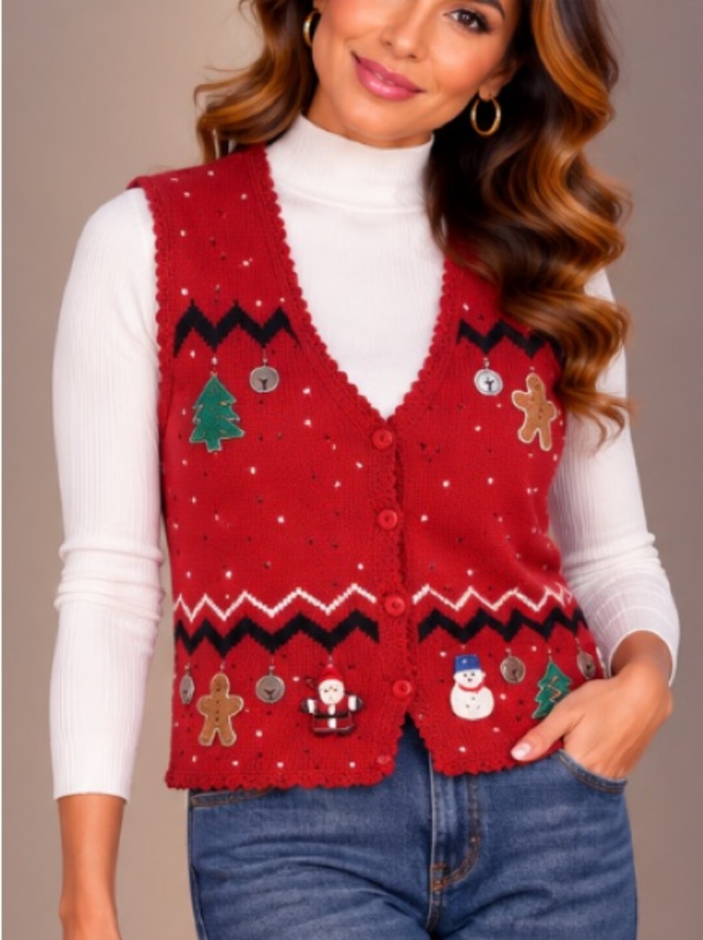 Vintage Rebecca Malone Christmas Sweater Vest
